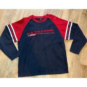 U.S. Polo Assn. Men's Embroidered Logo Long Sleeve Shirt‎ Red White Blue Size M